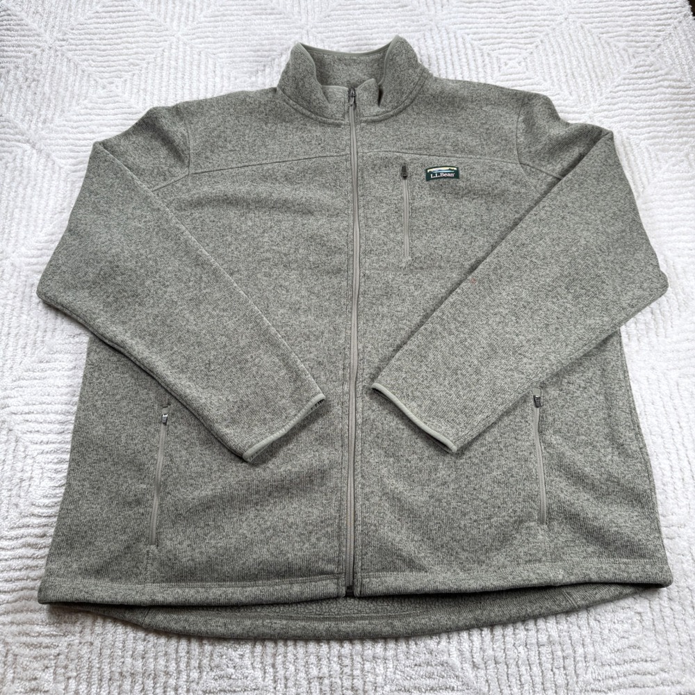 L L Bean Sweater Fleece Full Zip Jacket Men XXXL Tall Gray 504939 Gorpcore Warm